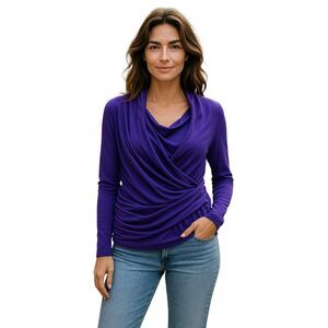 Alfani  Blouse  Women Size 2X  Purple 3/4 Sleeve # 198